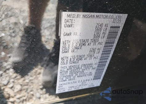 2025 Nissan Murano Sl из США, поврежденный, VIN 5N1AZ3CS3SC113463